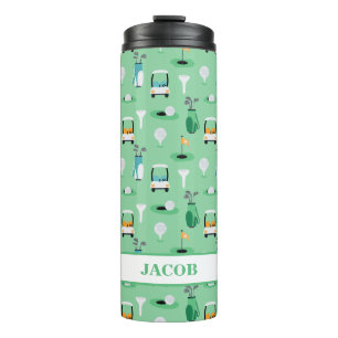 Garrafa Térmica Crianças Personalizadas Golfer Golfcart Golfing