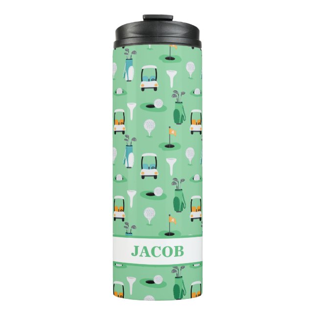 Garrafa Térmica Crianças Personalizadas Golfer Golfcart Golfing (Frente)