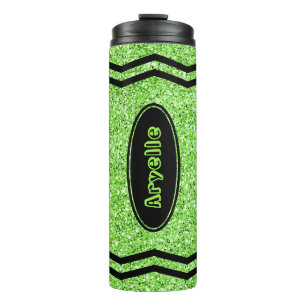 Garrafa Térmica Crianças Personalizadas - Tumbler do Glitter Verd