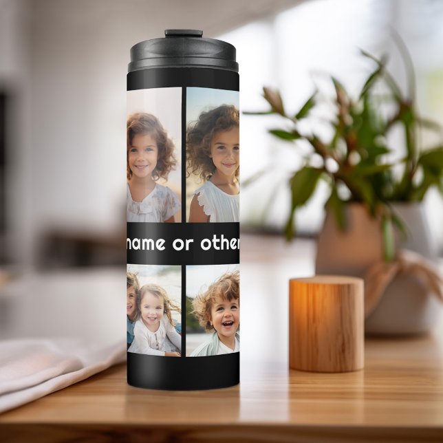 Garrafa Térmica Criar uma Colagem de Fotos Personalizada com 8 Fot (Personalized Thermal Tumbler - Add Photos, Text - Customize Completely in the Advanced Design Area)