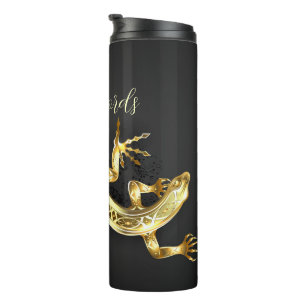 Garrafa Térmica Crie seu próprio Lizard preto e Dourado