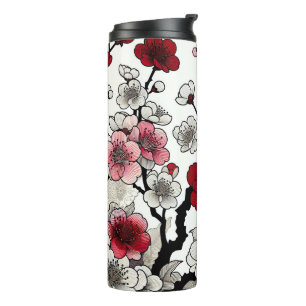 Garrafa Térmica Crimson Blossom Elegance - Flora Inspirada no Japo