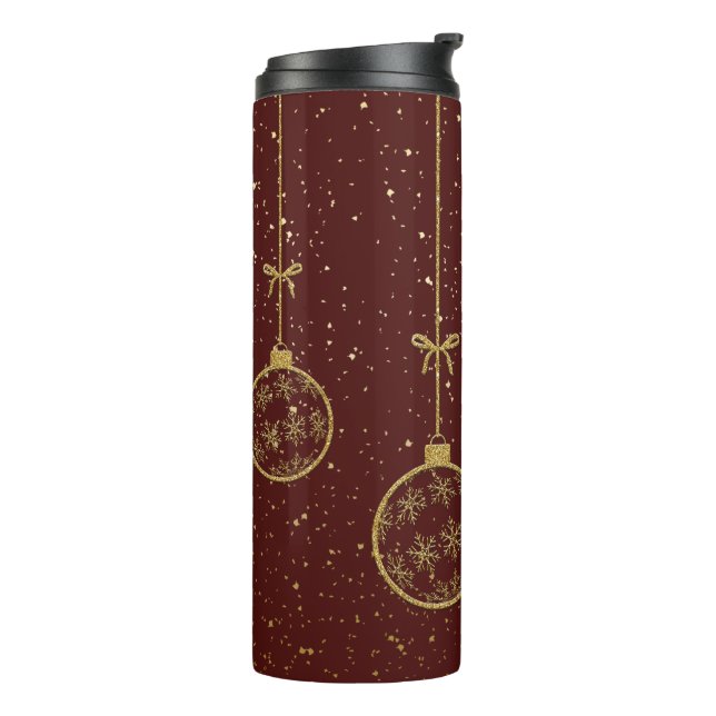 Garrafa Térmica Crimson & Gold Ornament Christmas Thermal Tumbler (Giro à esquerda)
