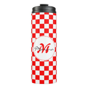 Garrafa Térmica Croácia Hrvatska Monograma de Nome Xadrez
