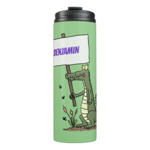 Garrafa Térmica Crocodilo engraçado, alinhador com cartoon