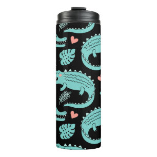 Garrafa Térmica Crocodilos de animação, um padrão perfeito.