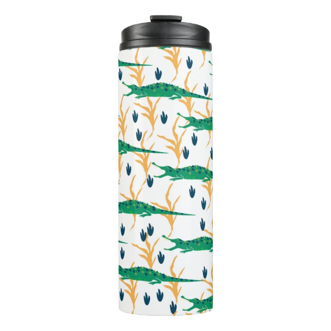 Garrafa Térmica Crocodilos lindos, padrão uniforme. Animais de des (Frente)