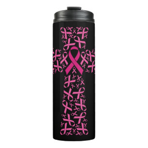 Garrafa Térmica Cruz de Fita Rosa de Consciência do Cancer da Mam