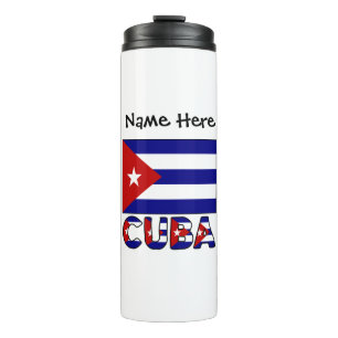 Garrafa Térmica Cuba e Bandeira Cubana - Azul Escuro Personalizado