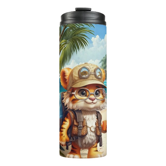 Garrafa Térmica Cubo Joyful Tiger com mochila e café (Frente)