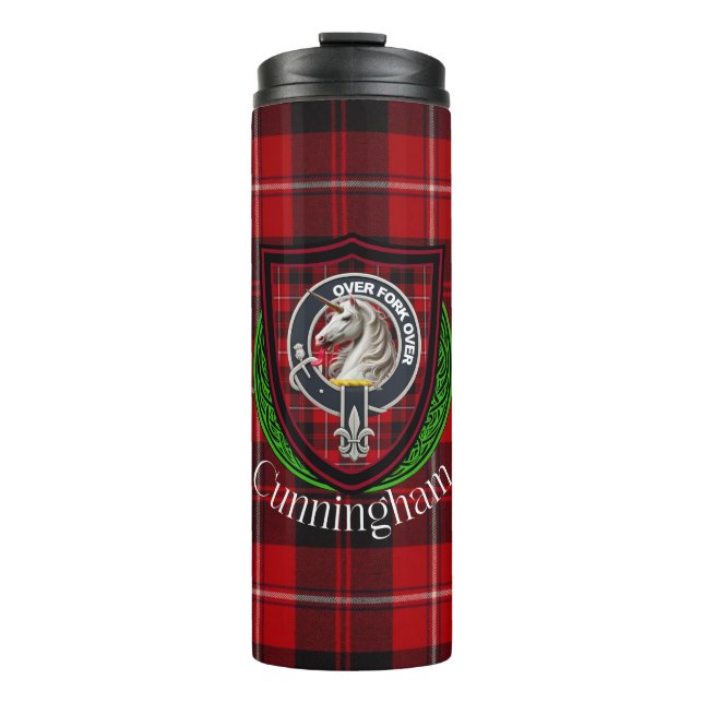 Garrafa Térmica Cunningham Scottish Clan Tartan & Crest (Frente)