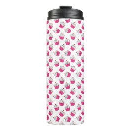 Garrafa Térmica Cupcake de Coração Rosa Feliz - Padrão de Panifica