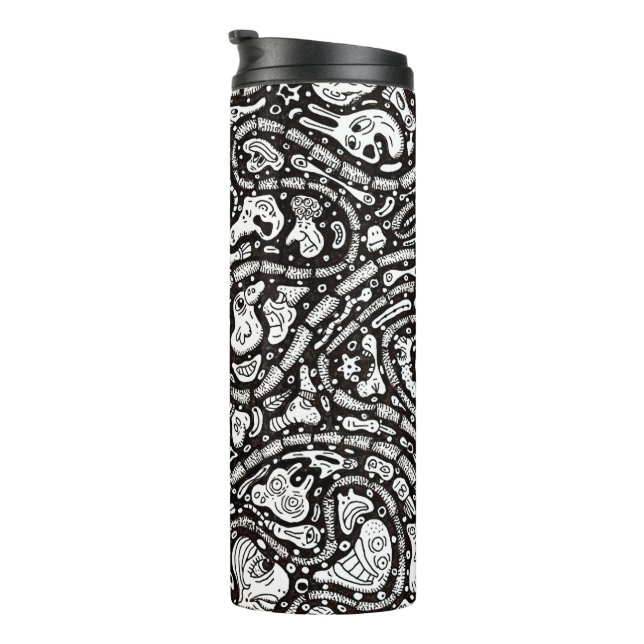 Garrafa Térmica Curvy Twisty Cartoon Weird Faces Design (Rotação à direita)