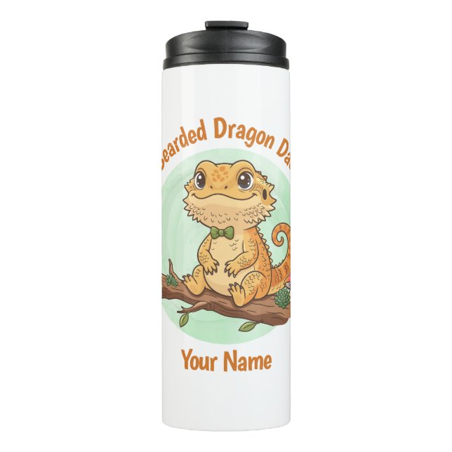Garrafa Térmica Custom Bearded Dragon Dad Thermal Tumbler (Frente)