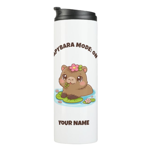 Garrafa Térmica Custom Cute Kawaii Capybara Mode Thermal Tumbler (Rotação à direita)