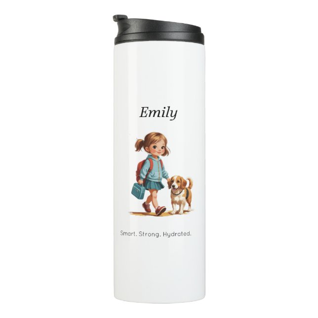 Garrafa Térmica Custom Girl & Dog Thermal Tumbler (Rotação à direita)
