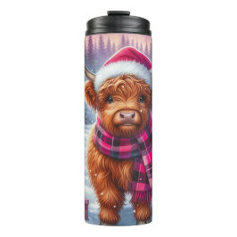 Garrafa Térmica Custom Highland Cow Christmas Tumblr –Festive Gift