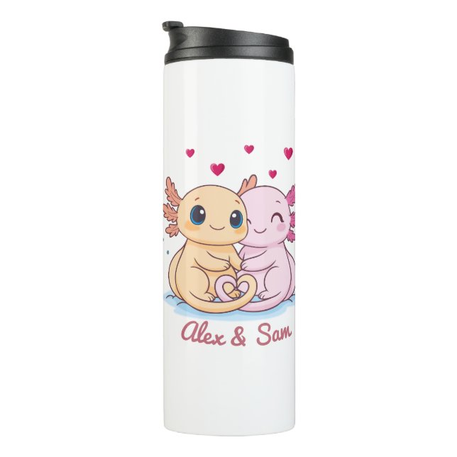 Garrafa Térmica Custom Name Axolotl Valentine Thermal Tumbler (Rotação à direita)