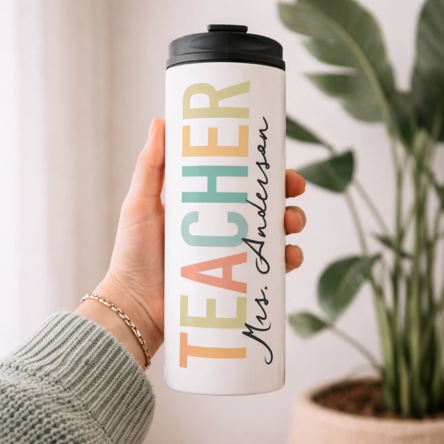 Garrafa Térmica Custom Name Teacher Travel Mug Gift for Teachers (Personalized Teacher Cup Appreciation Graduation Gift, Teacher Gift Personalized Thermal Travel Mug)
