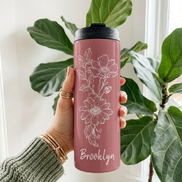 Garrafa Térmica Custom Pink Floral Tumbler Graduation Gift for Her