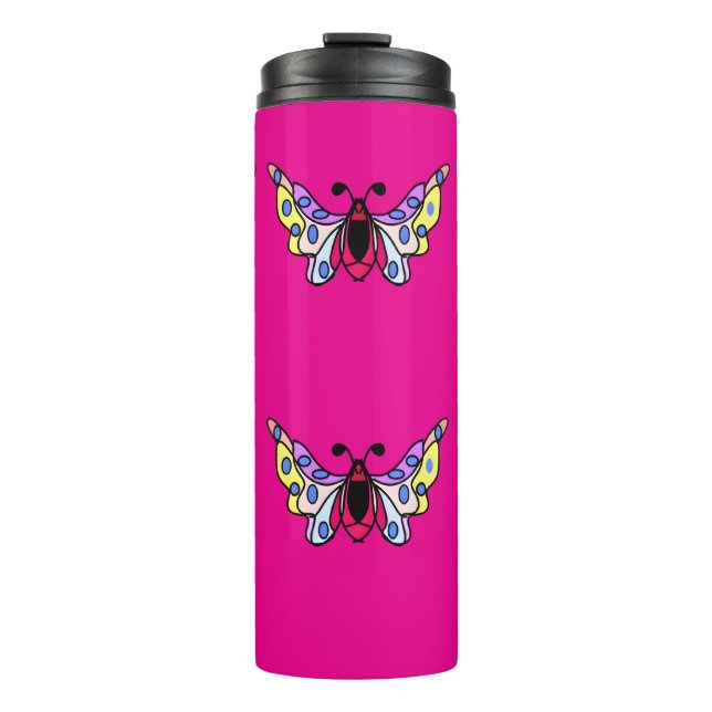Garrafa Térmica Custom Vibrant Modern Folk Butterfly Art (Frente)