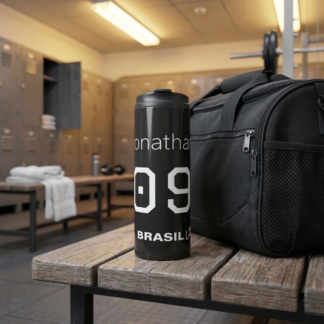 Garrafa Térmica Customizable Brasil Soccer Team Monochromatic  (Criador carregado)