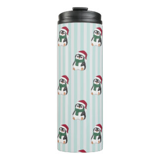 Garrafa Térmica Cute Baby Penguin Wearing Santa Hat Christmas