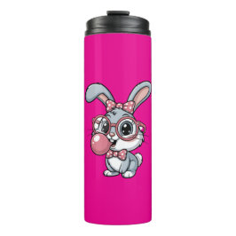 Garrafa Térmica Cute Bunny with Glasses Blowing Bubble Gum