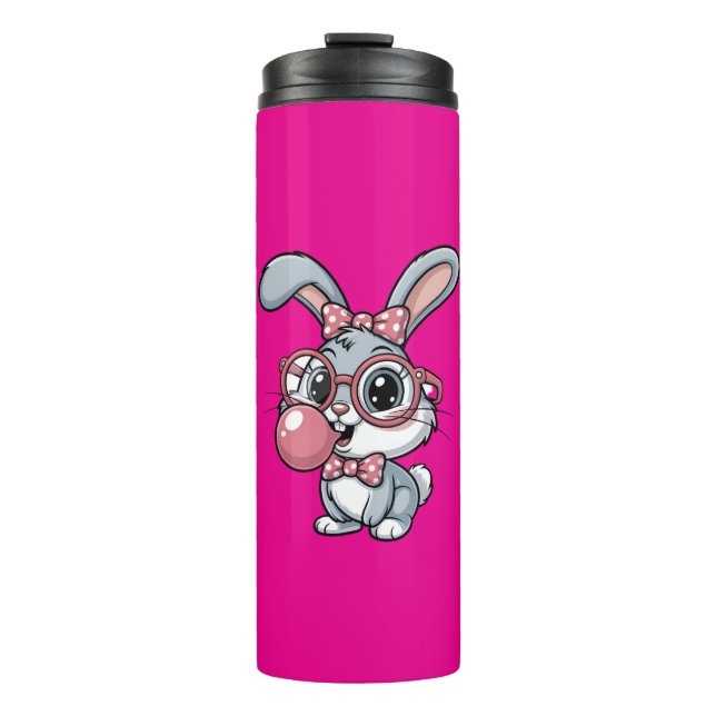 Garrafa Térmica Cute Bunny with Glasses Blowing Bubble Gum (Frente)