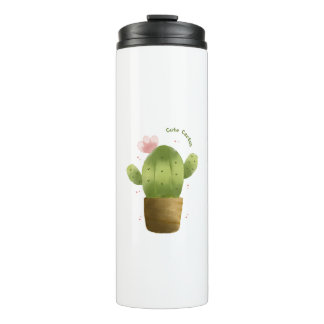 Garrafa Térmica Cute Cactus Travel Tumbler – Kawaii Succulent Cup