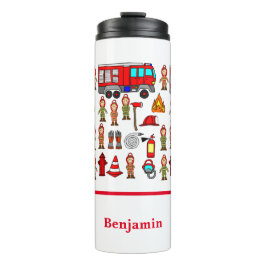 Garrafa Térmica Cute Caminhão de Bombeiros Vermelho & Bombeiros 