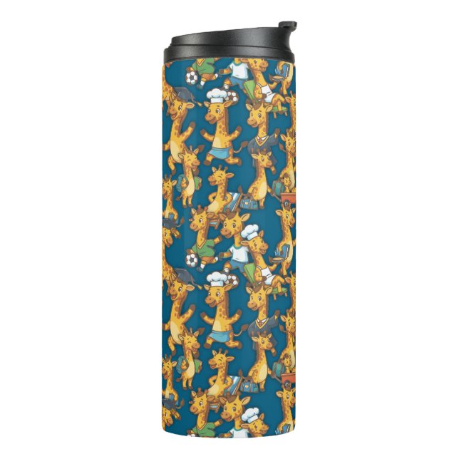 Garrafa Térmica Cute Cartoon Giraffe Roles Seamless Pattern Art (Giro à esquerda)