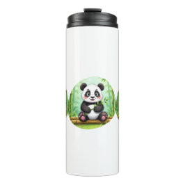 Garrafa Térmica Cute Cartoon Panda on Bamboo Patch