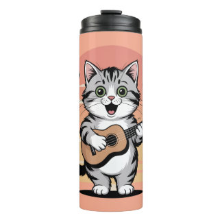 Garrafa Térmica Cute Cat Playing Ukulele Travel