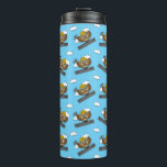 Garrafa Térmica Cute Construction Worker Owl with Hard Hat Cartoon<br><div class="desc">An illustration of a cute cartoon construction worker owl with a yellow hard hat and a hammer on a steel beam. This kawaii adorable owl with beautiful mustache wanted to brag his new job, to be a builder! This cute design is best gift idea for men, dad's birthday, father's day,...</div>