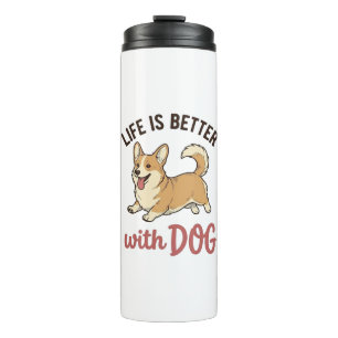 Garrafa Térmica Cute Corgi Dog Life É Melhor Com Dog Design_1