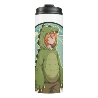 Garrafa Térmica Cute Dino Friend Anime Boy - Green Dinosaur