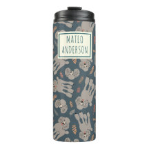 Cute Dogs with Plants Personalized Name Green