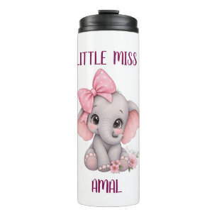 Garrafa Térmica Cute Elefante Rosa Pequena Senhorita Térmica Perso