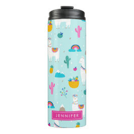 Garrafa Térmica Cute Fiesta Llamas com Rainbows Personalizados