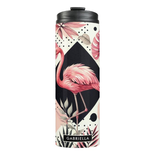 Garrafa Térmica Cute Flamingo Geométrico (Frente)