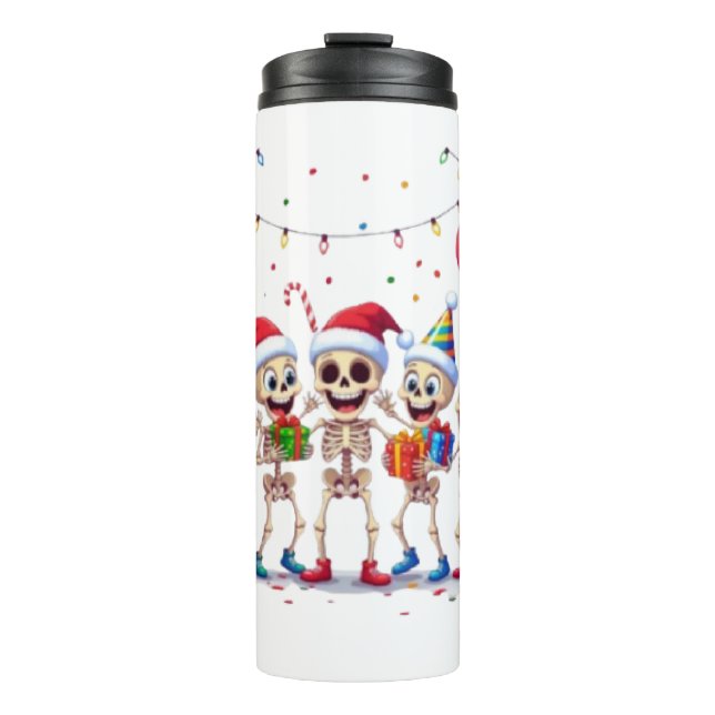 Garrafa Térmica Cute Funny Skeletons Christmas & New Year Celebrat (Frente)
