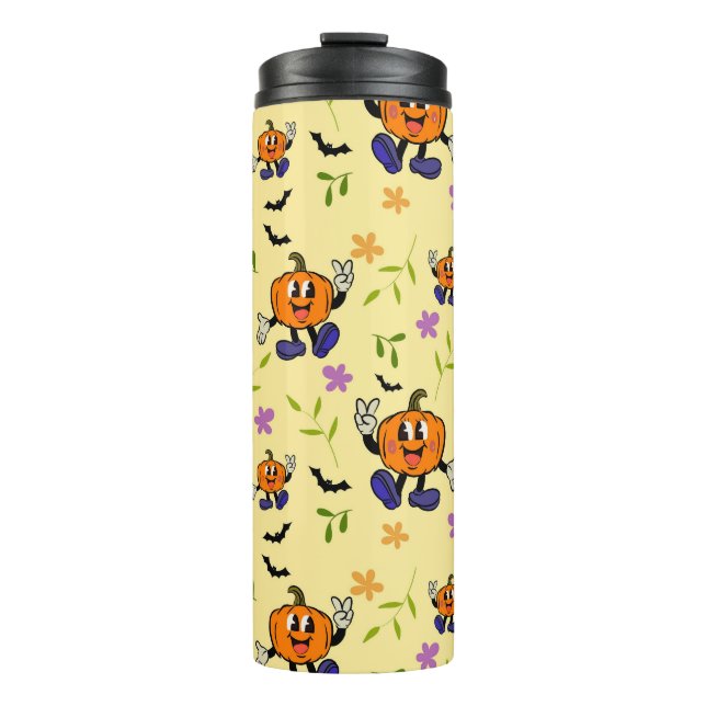 Garrafa Térmica Cute Halloween Pumpkin Seamless Pattern  (Frente)