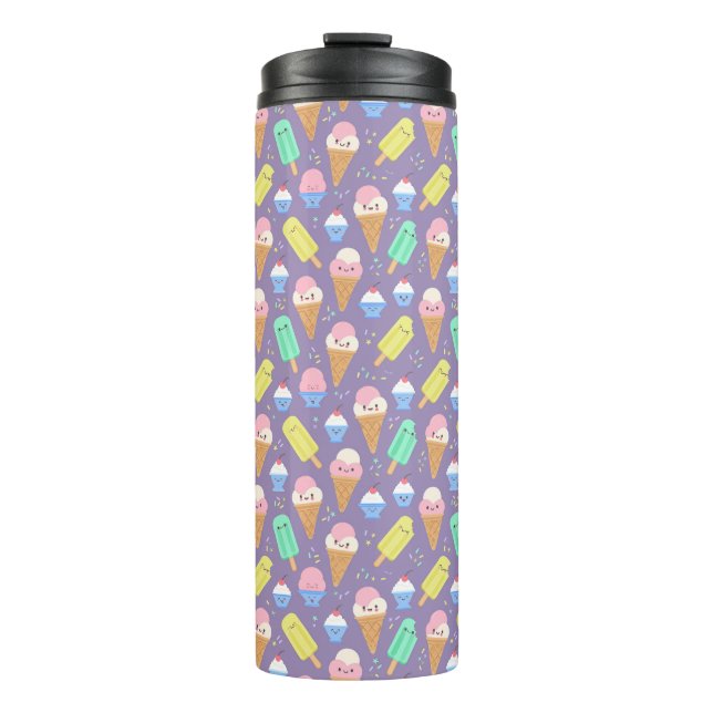 Garrafa Térmica Cute Ice Cream Pattern – Adorable Frozen Treat  (Frente)