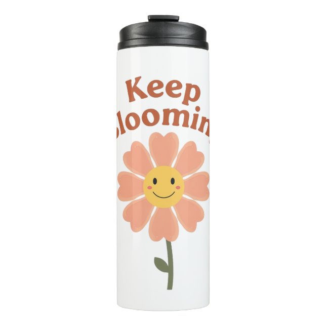 Garrafa Térmica Cute "Keep Blooming" Positive Quote (Frente)