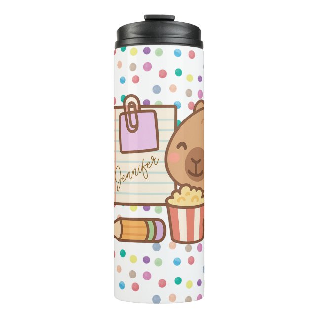 Garrafa Térmica Cute Kids Capybara Popcorn Snack Time (Frente)