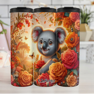 Garrafa Térmica Cute Koala com um Rosa
