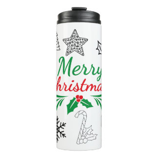 Garrafa Térmica Cute Natal Doodles Thumbler Térmico 
