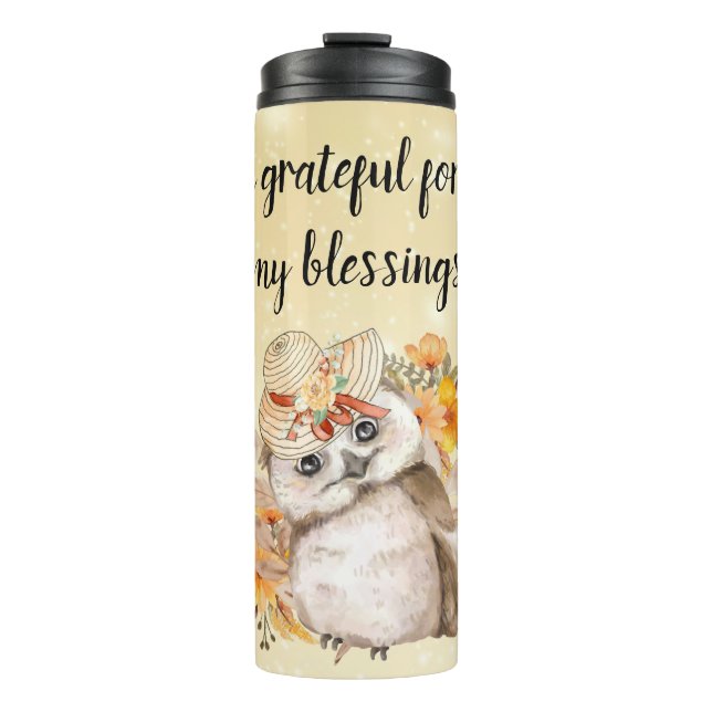 Garrafa Térmica Cute owl Farmhouse romantic wallpaper (Frente)