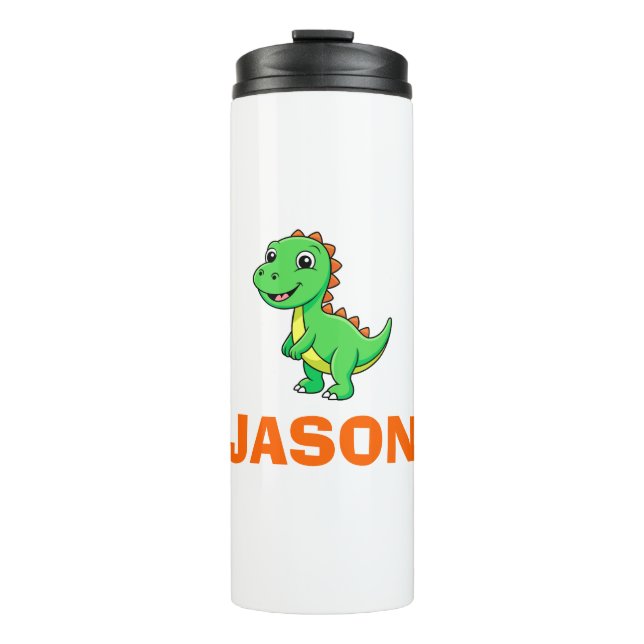 Garrafa Térmica Cute Personalized Kids Name Dinosaur  (Frente)